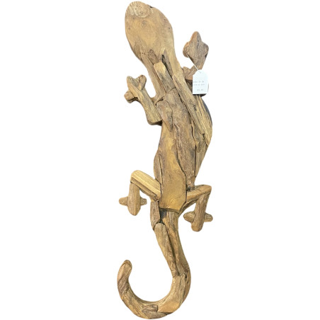 Décoration Murale Gecko en Teck flotté 60 cm